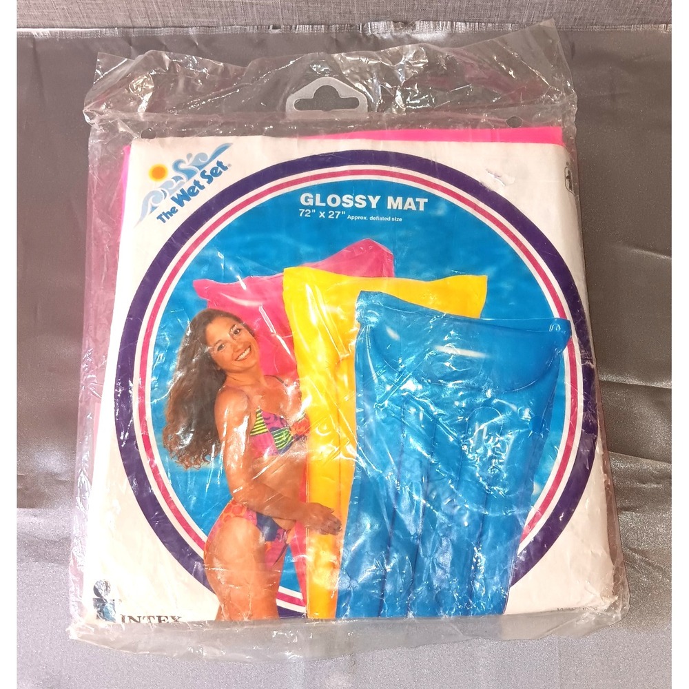 VTG 1994 Intex Wet Set Glossy Pool Float Hot‎ Pink Inflatable Raft Mat 90s NIP